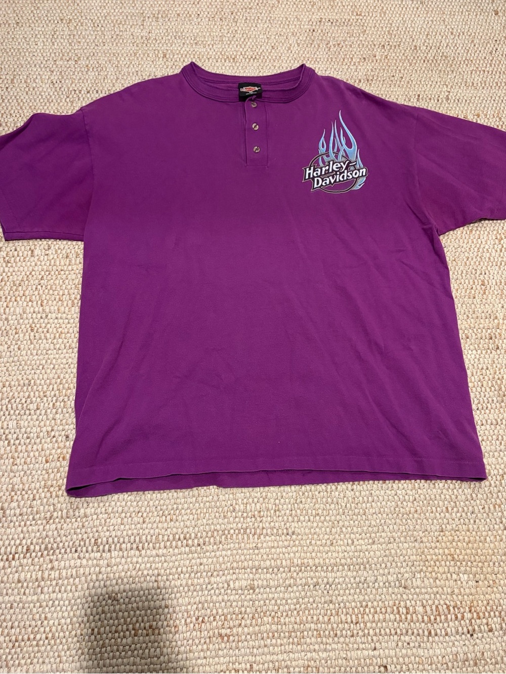 Harley-Davidson Purple Henley with Blue Flame Logo